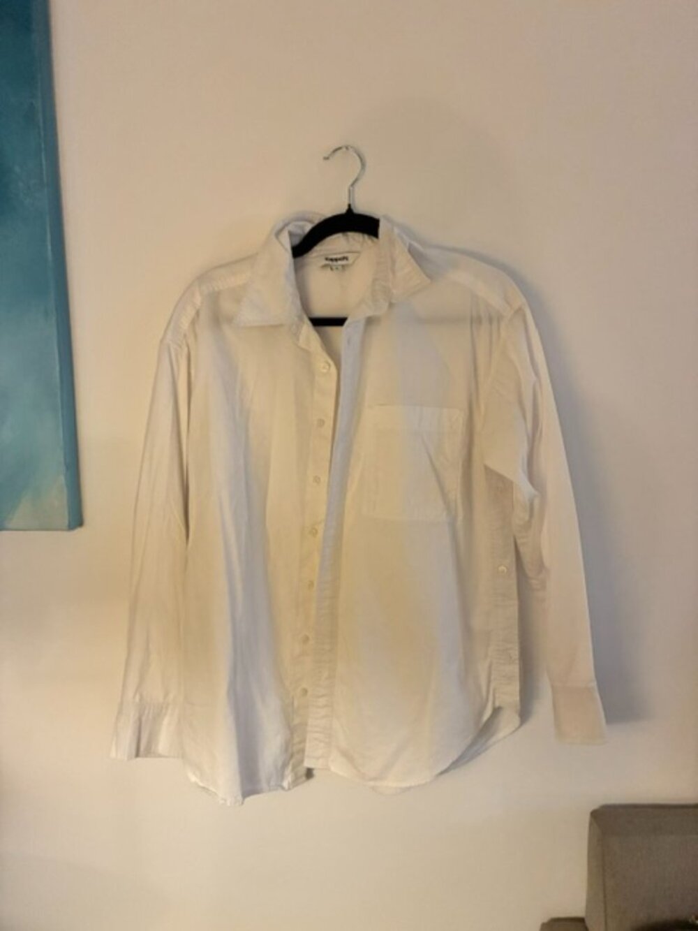 KappAhl Oversized White Button Down Shirt Scandi Minimalist Side Slits Size S